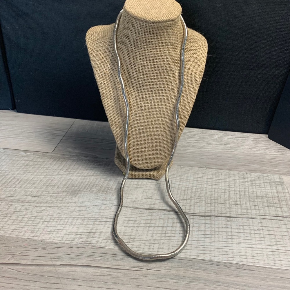 Vintage Silver Tone Flexible Bendable Snake Chain Necklace 32 Inch Wrap Bracelet